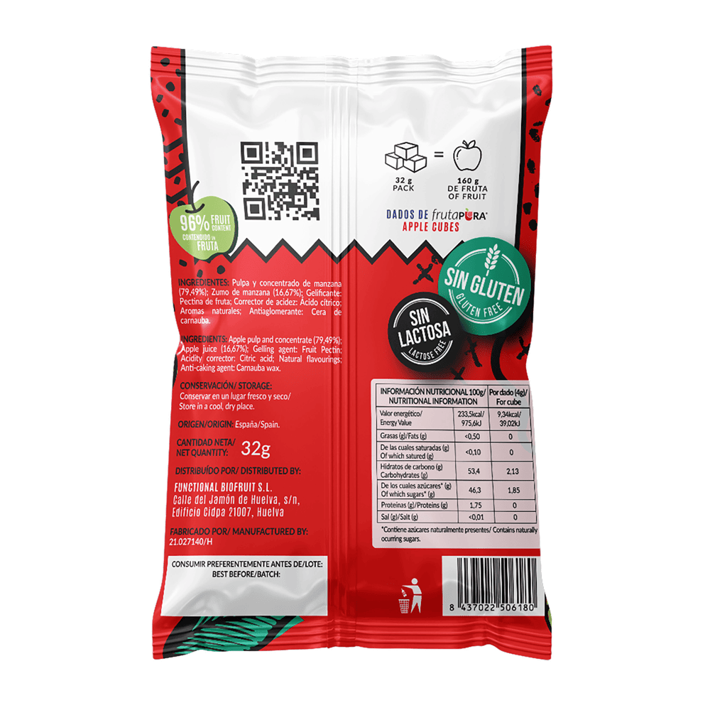 fruta pura snack saludable con ingredientes naturales sin gluten sin lactosa