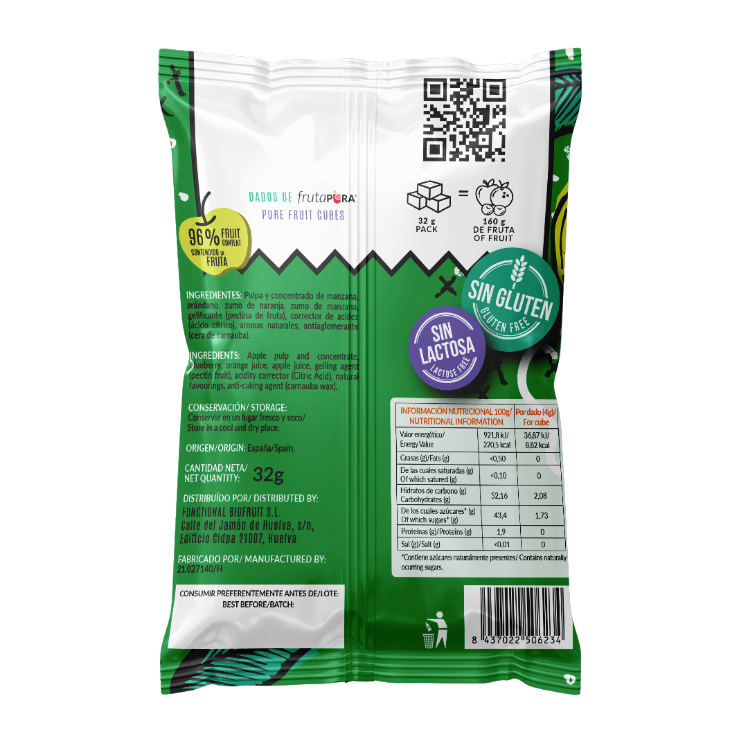 fruta pura pack snack saludable con ingredientes naturales